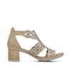 Rieker Lattice Cut Block Heel Sandal - Beige Sparkle